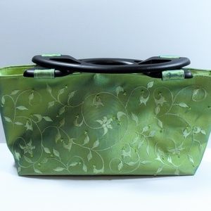 Mad Bags Handbag Green Beaded Cloth Tote Purse